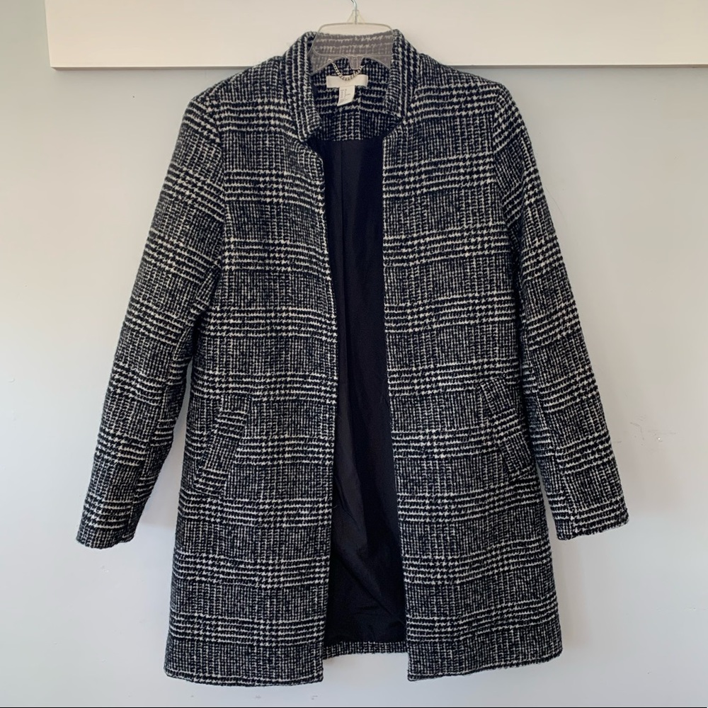 H&M wool, mid length, plaid coat